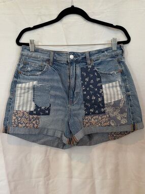 American Eagle Outfitters Patchwork Denim Shorts - Blue